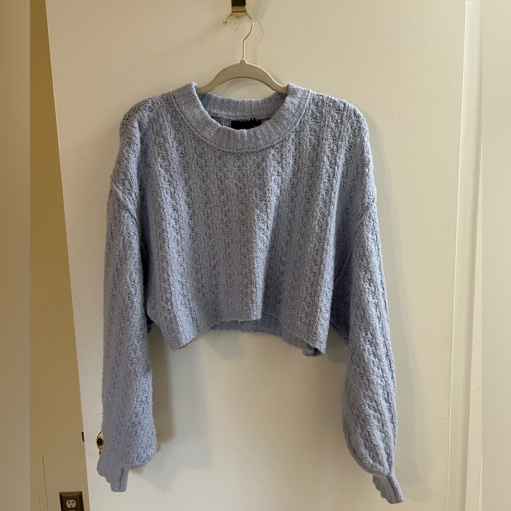 Urban Outfitters Light Blue Knit Cropped Sweater